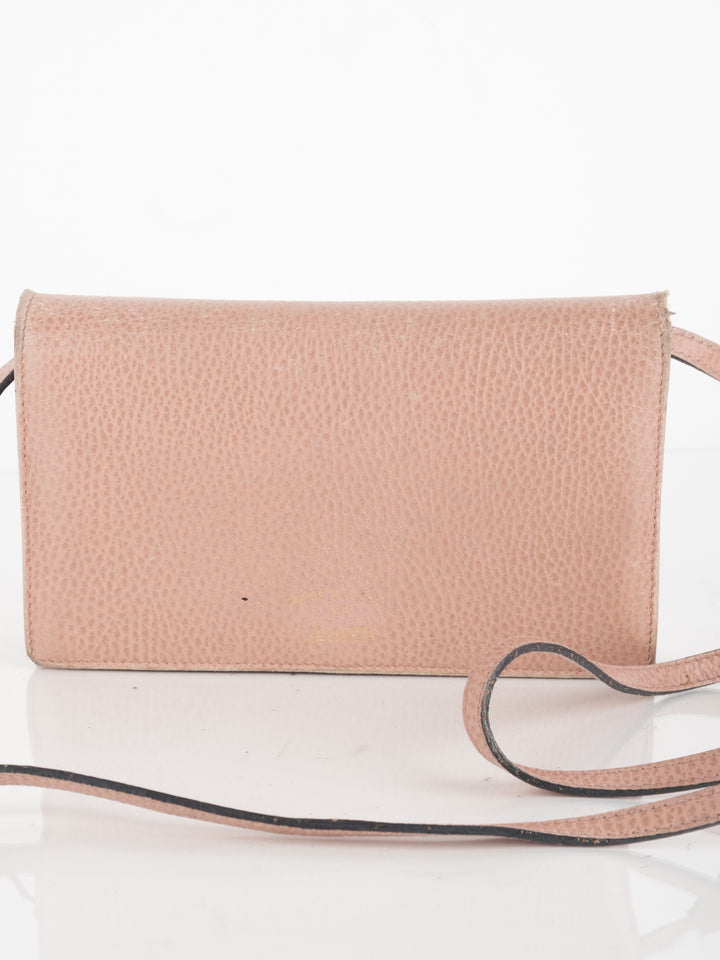 Pink Leather Wallet Bag