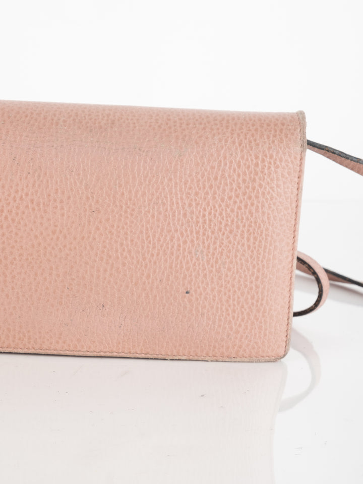 Pink Leather Wallet Bag