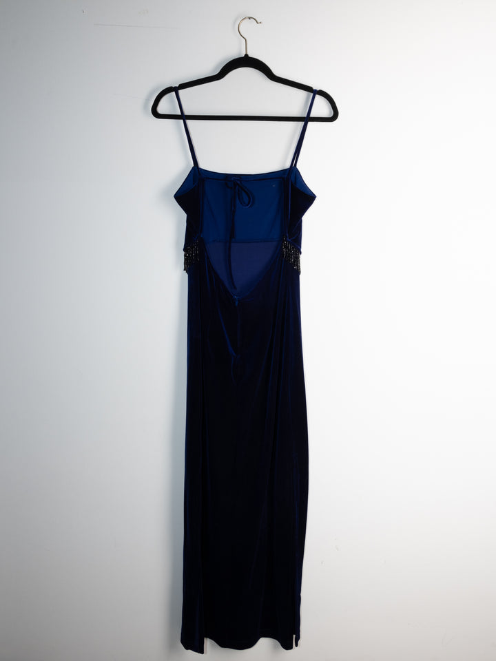 Vintage - Dark Blue Suede Maxi Dress