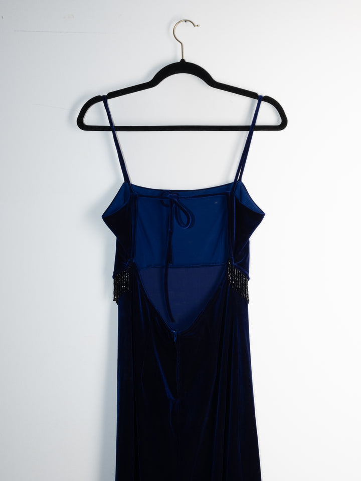 Vintage - Dark Blue Suede Maxi Dress