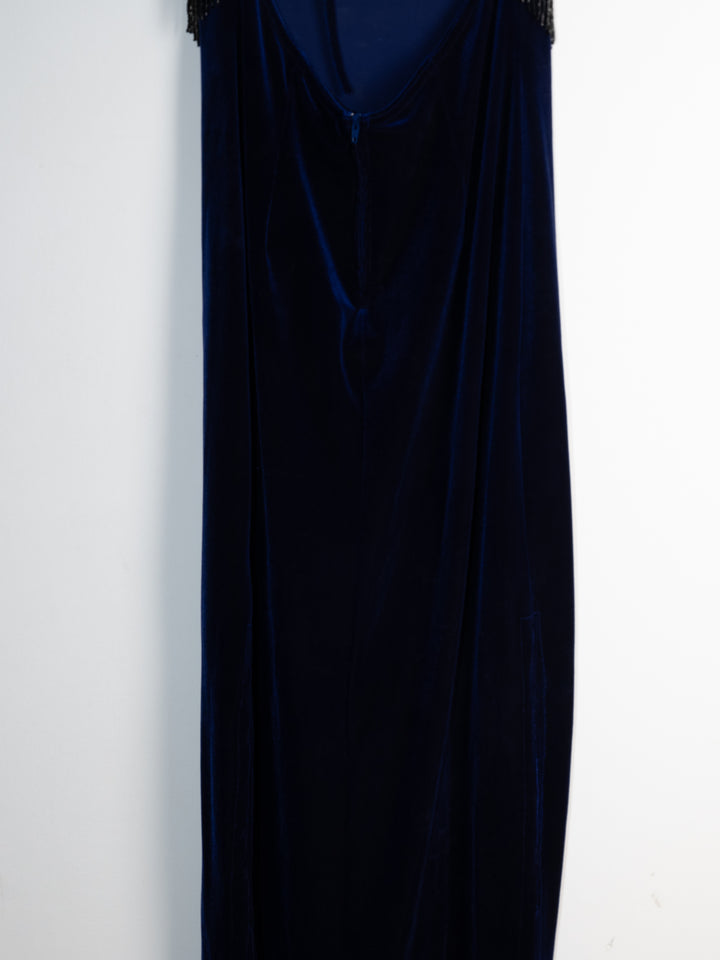 Vintage - Dark Blue Suede Maxi Dress