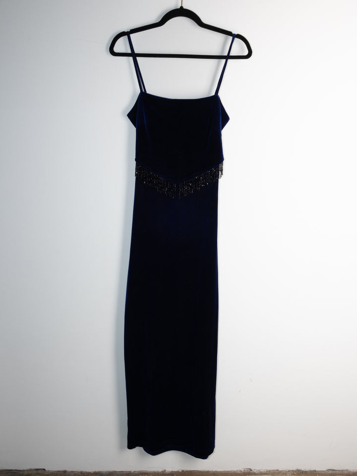 Vintage - Dark Blue Suede Maxi Dress