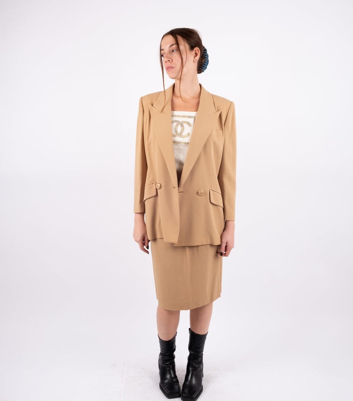 Mustard Blazer-Skirt Suit - Volver