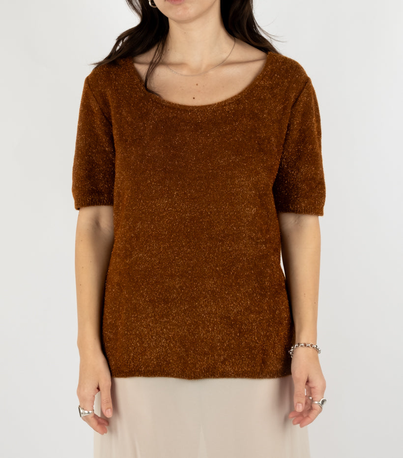 Glittery Camel Knitted Top