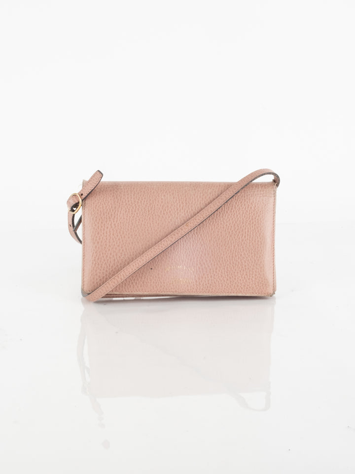 Pink Leather Wallet Bag