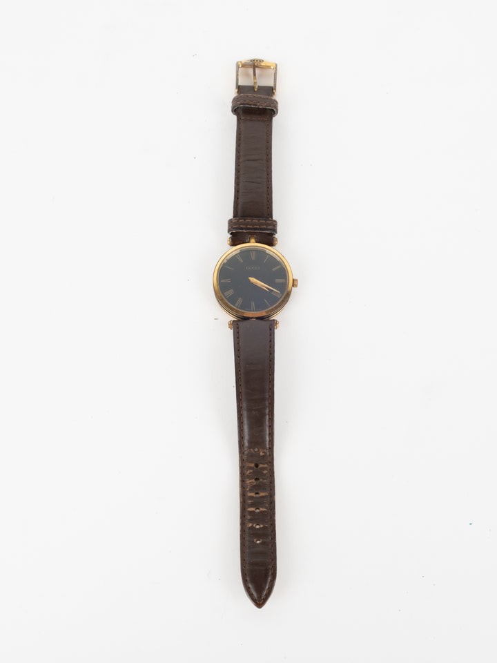 Gucci - Brown Leather Round Watch