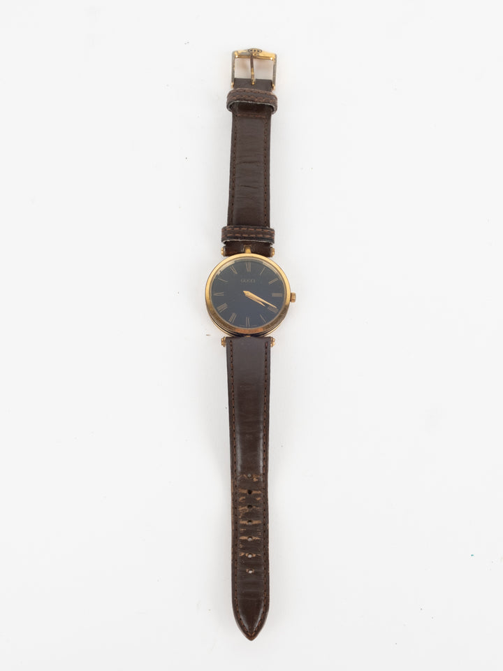 Gucci - Brown Leather Round Watch