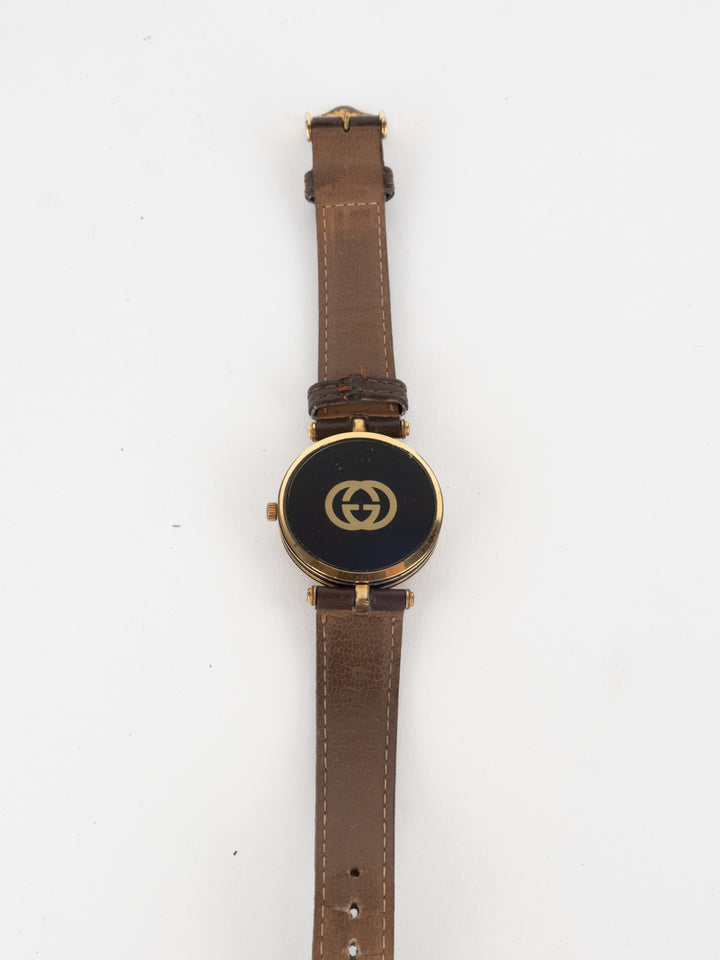 Gucci - Brown Leather Round Watch