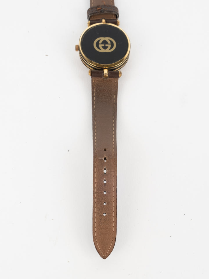 Gucci - Brown Leather Round Watch