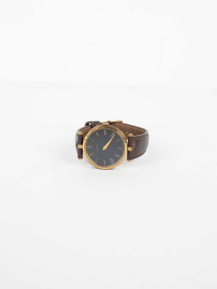 Gucci - Brown Leather Round Watch