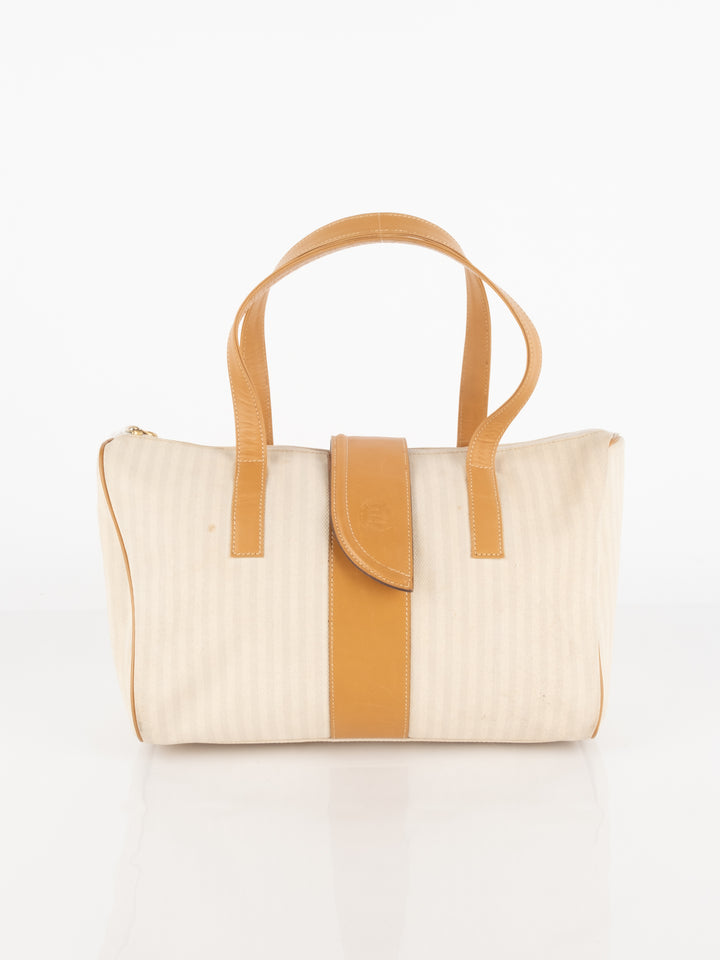 Beige Striped Hand Bag