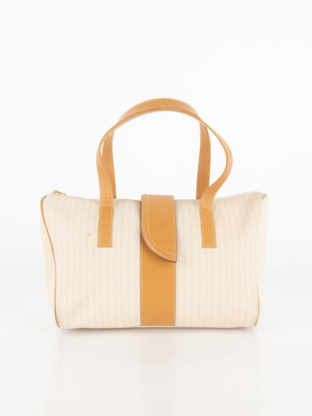 Beige Striped Hand Bag