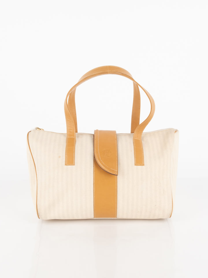 Beige Striped Hand Bag