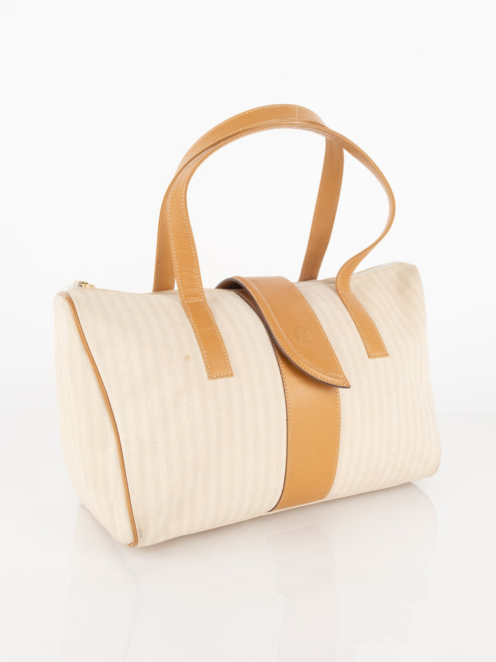 Beige Striped Hand Bag