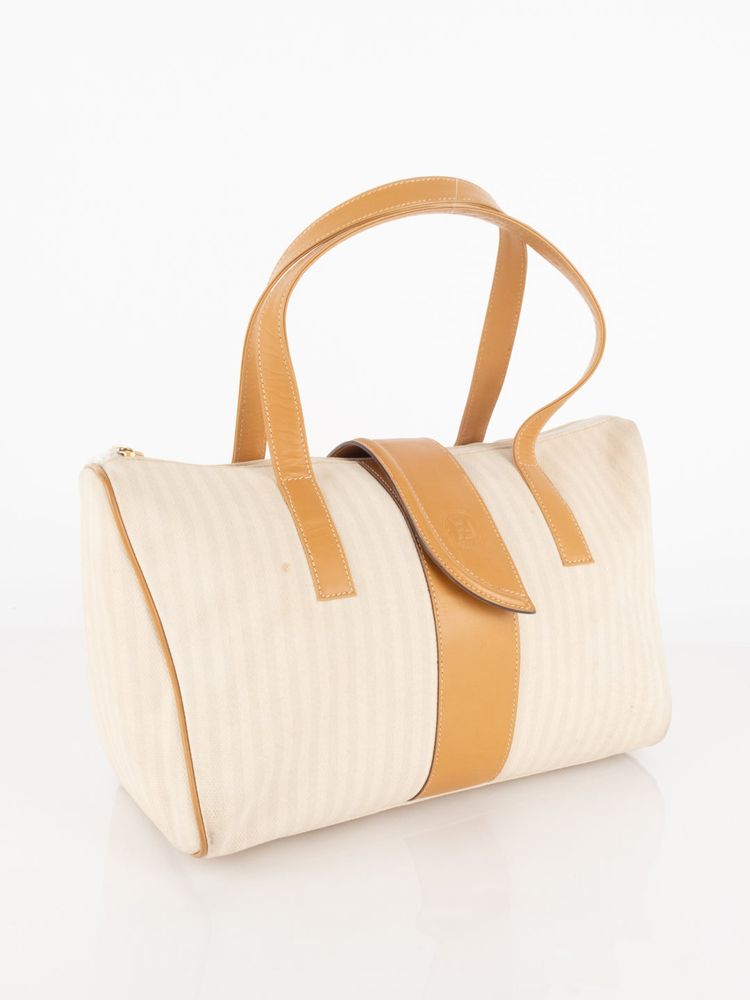 Beige Striped Hand Bag