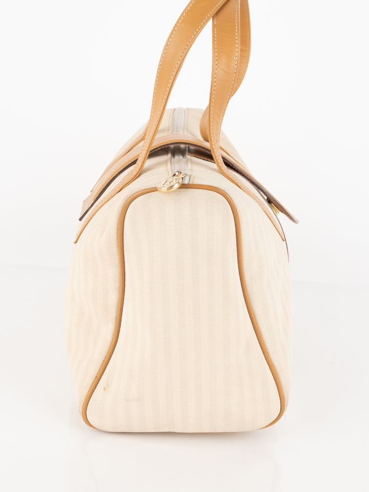 Beige Striped Hand Bag