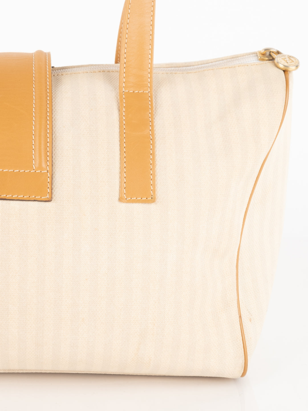 Beige Striped Hand Bag