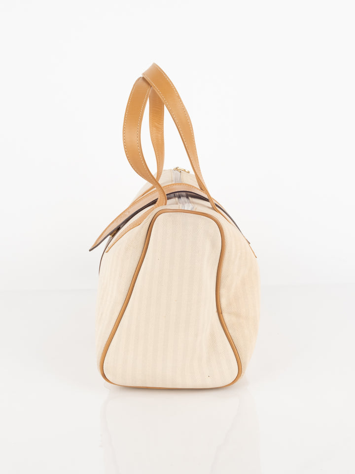 Beige Striped Hand Bag