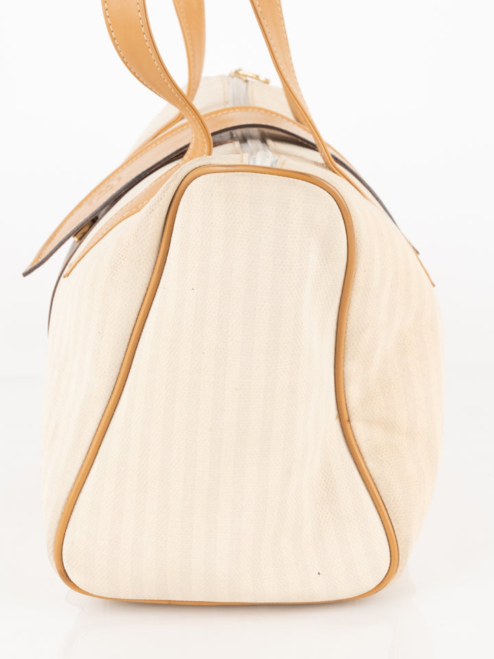 Beige Striped Hand Bag