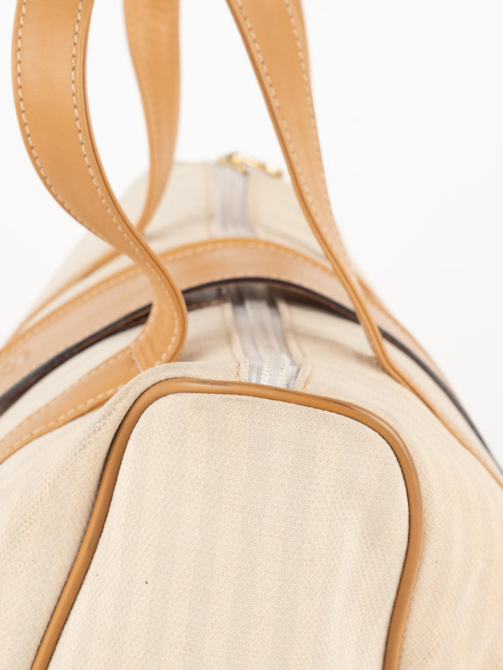 Beige Striped Hand Bag