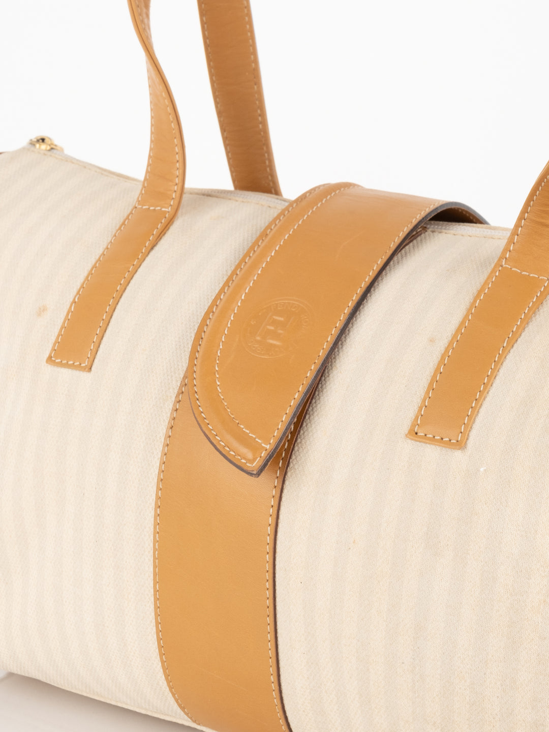 Beige Striped Hand Bag