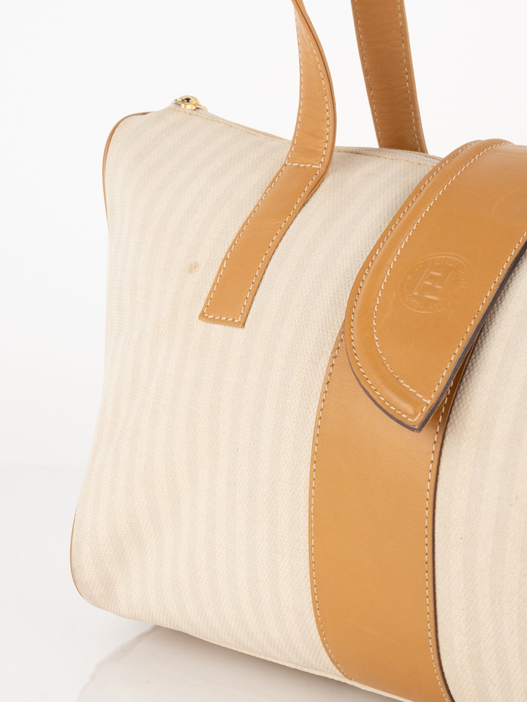 Beige Striped Hand Bag