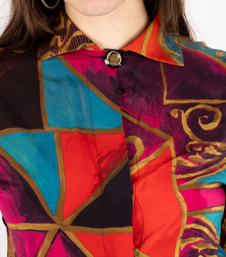 Colorful Buttoned Blouse