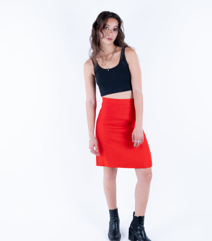 Red Linen Skirt