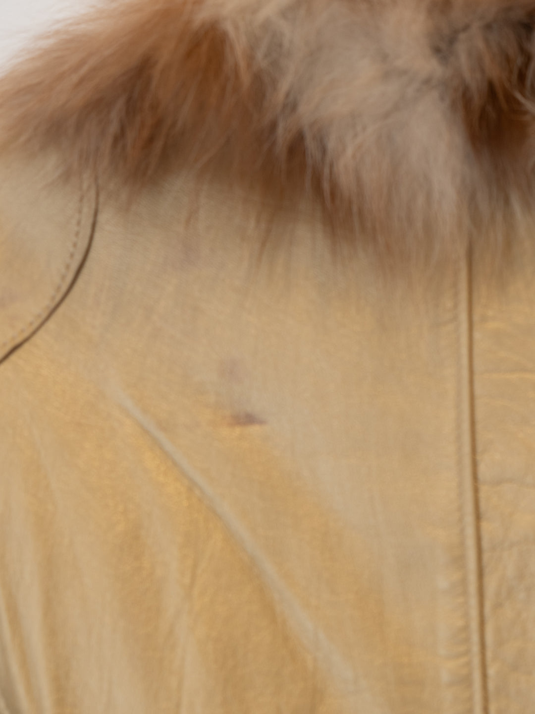 Beige Leathre Jacket with Fur