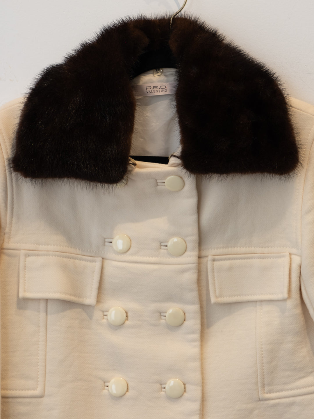 RARE - Creme Crop Jacket Fur Collar