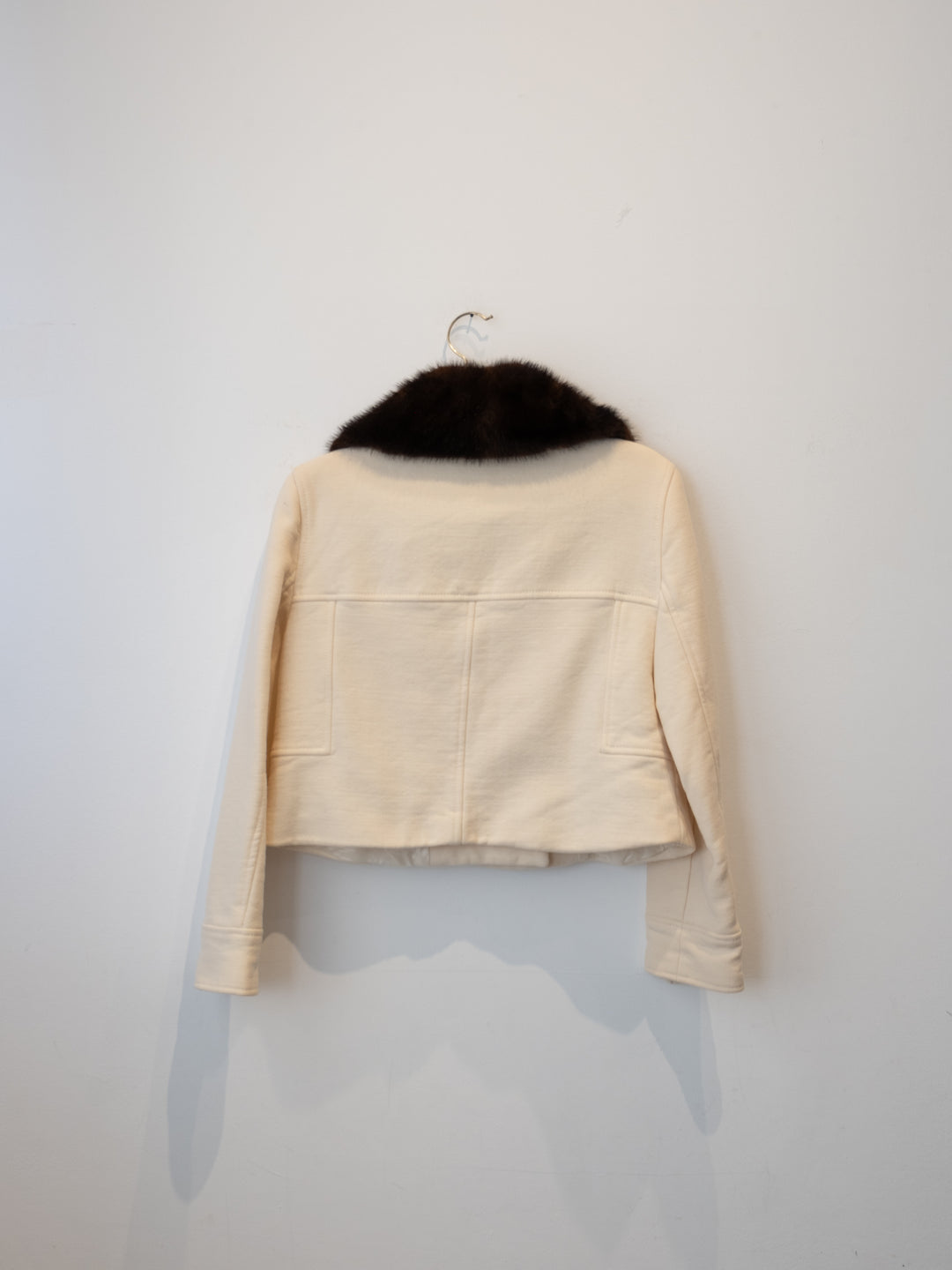 RARE - Creme Crop Jacket Fur Collar