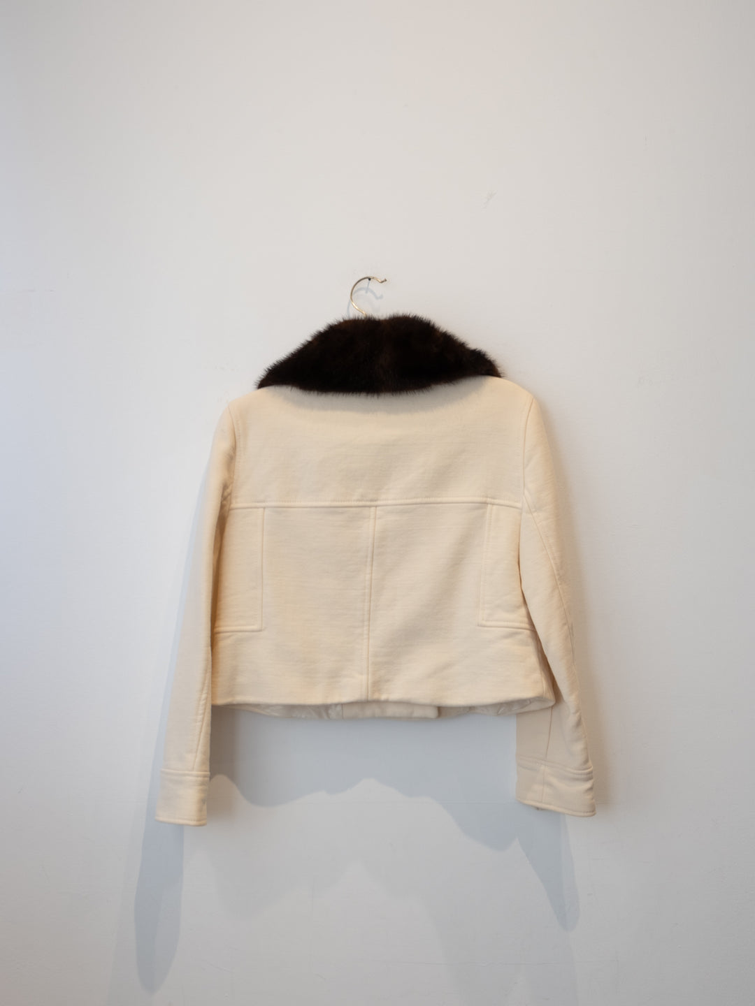 RARE - Creme Crop Jacket Fur Collar