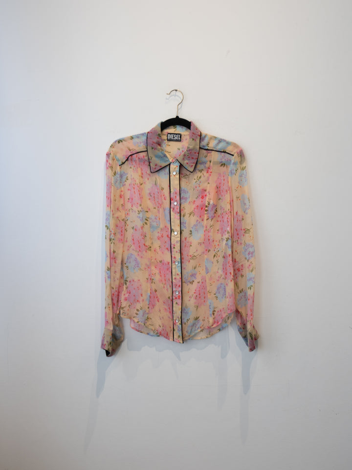 Pink Flowered Buttoned Shirt