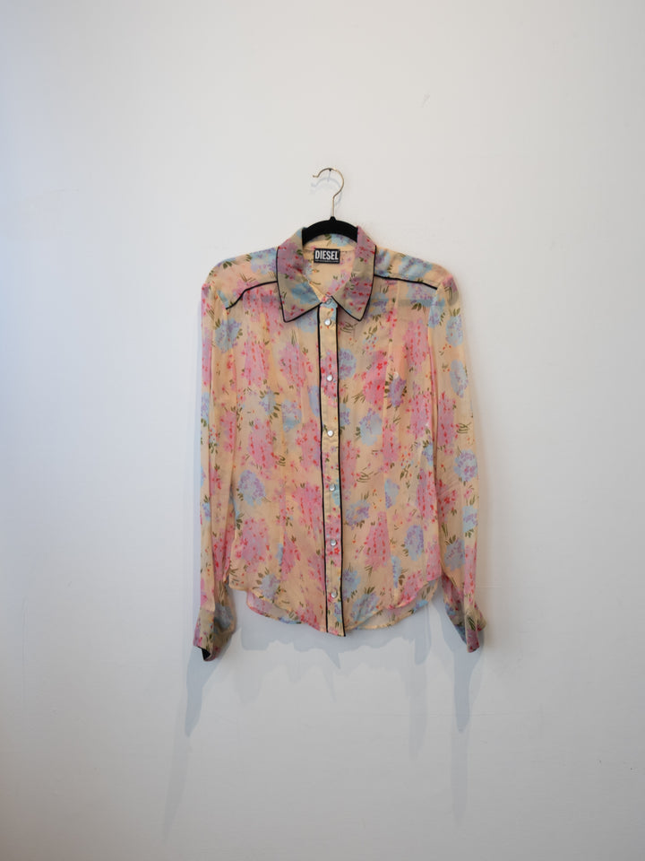 Pink Flowered Buttoned Shirt