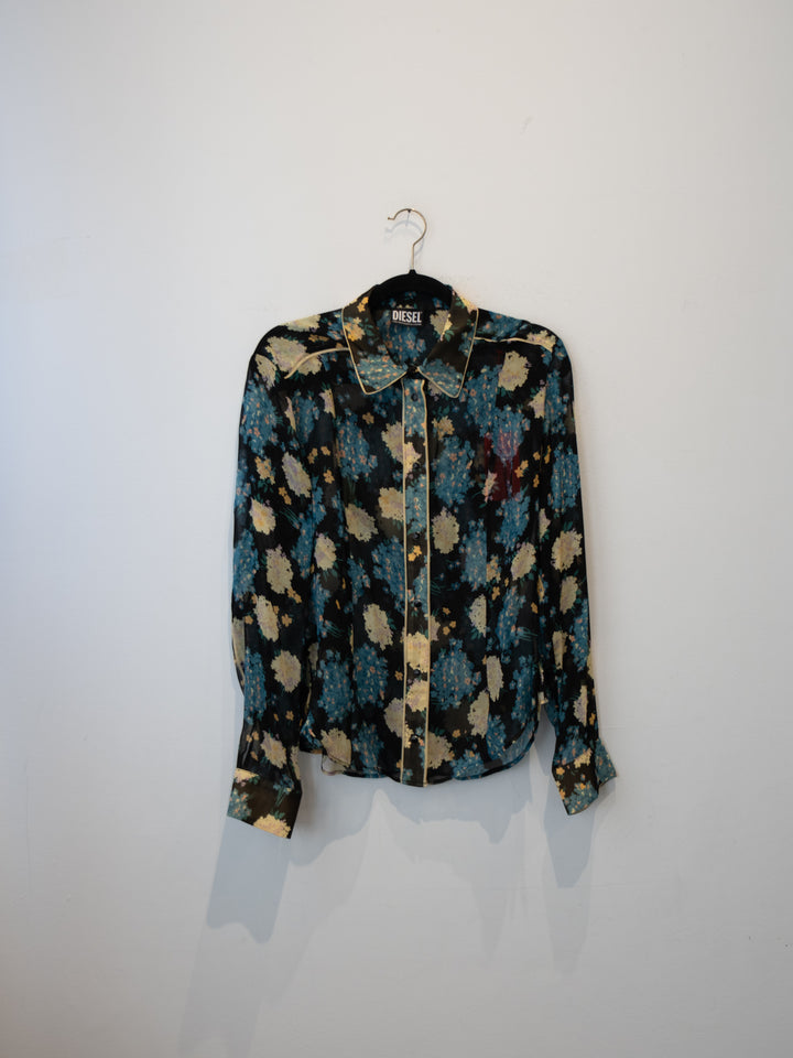 Blue Flowered Buttoned Shirt