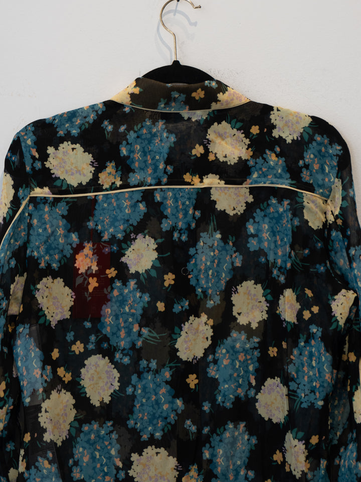 Blue Flowered Buttoned Shirt