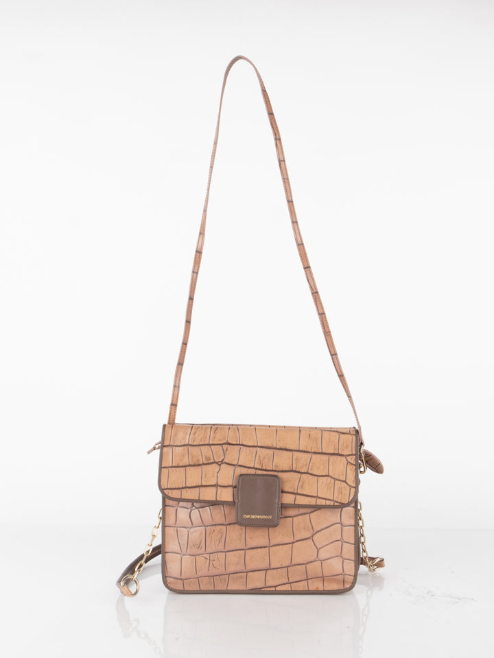 Brown Crocodile Crossbody Bag