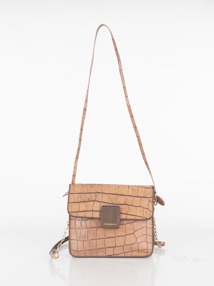 Brown Crocodile Crossbody Bag