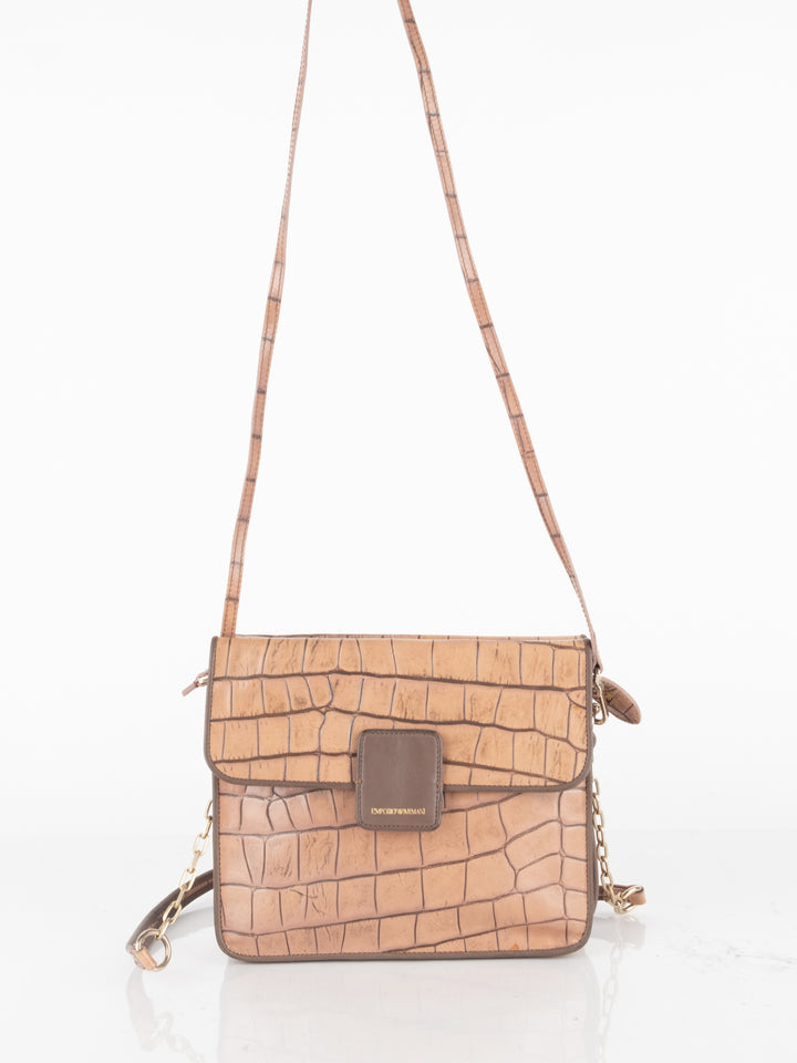 Brown Crocodile Crossbody Bag