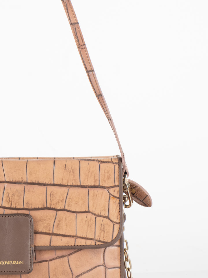 Brown Crocodile Crossbody Bag