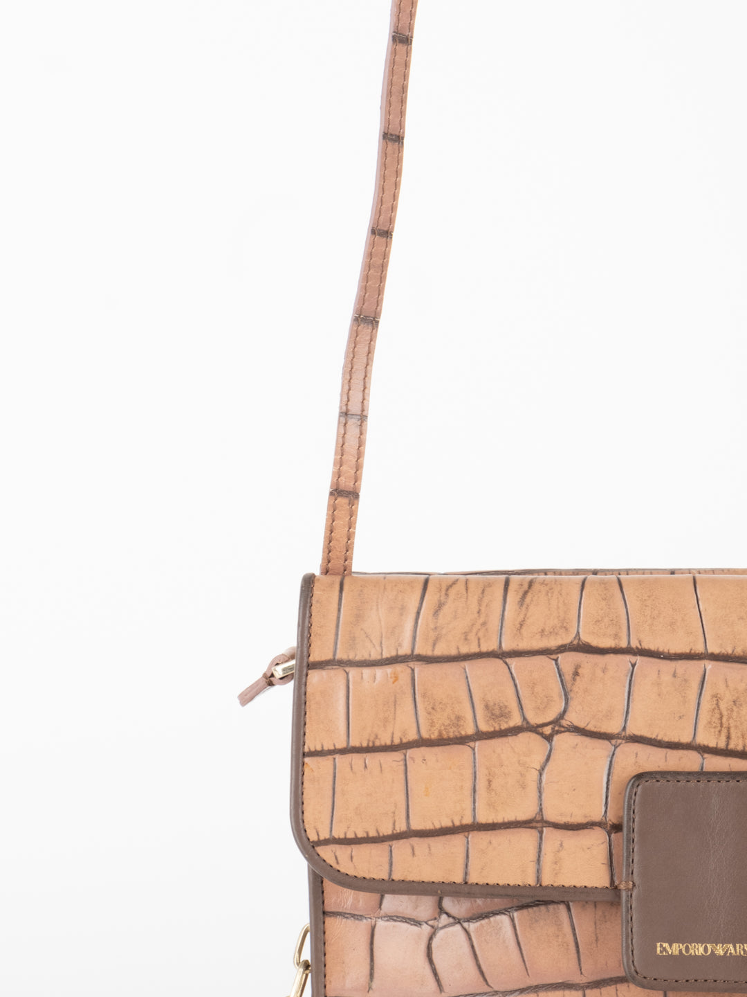 Brown Crocodile Crossbody Bag