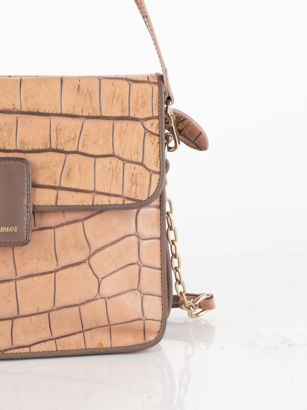 Brown Crocodile Crossbody Bag