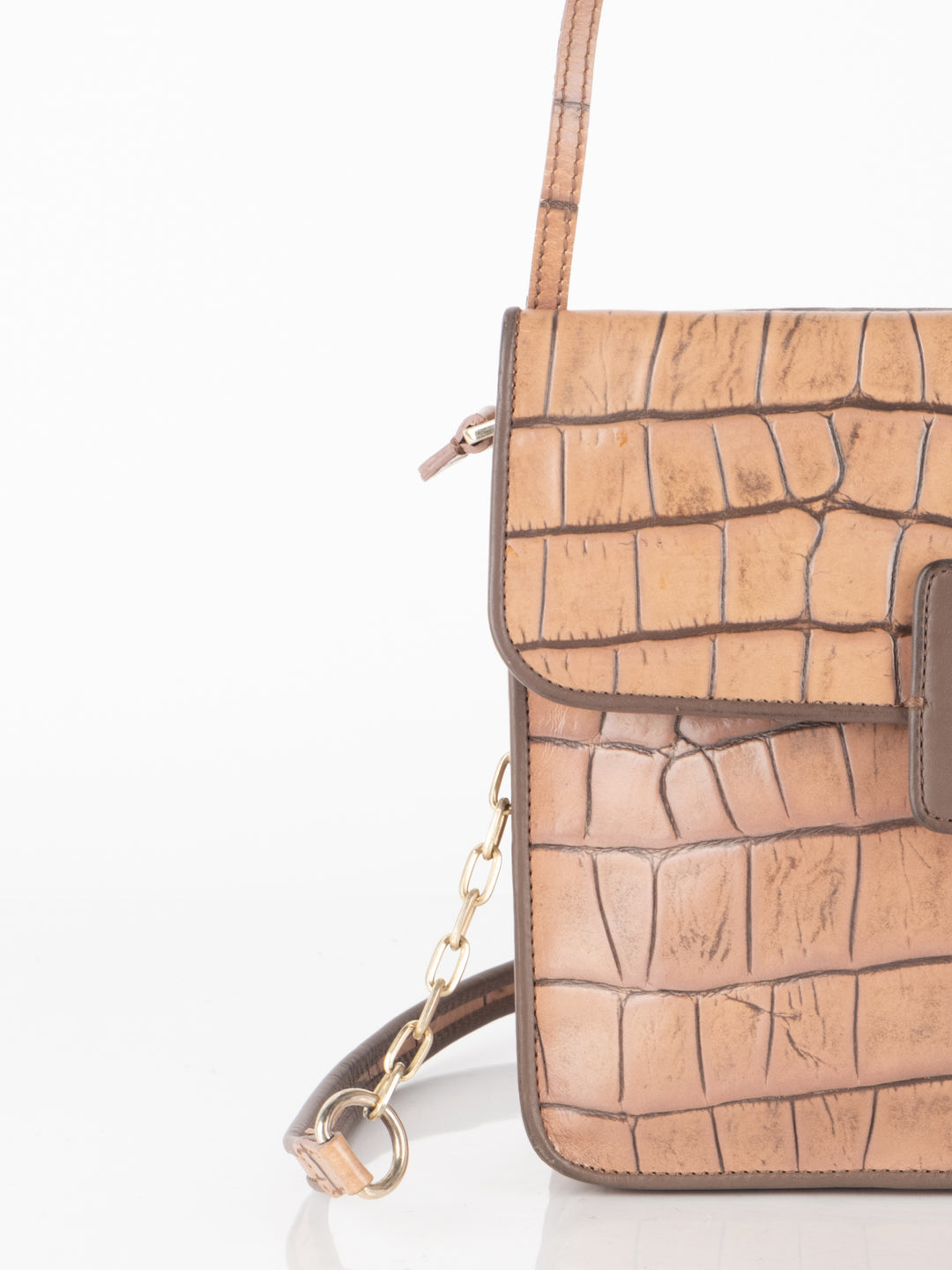 Brown Crocodile Crossbody Bag