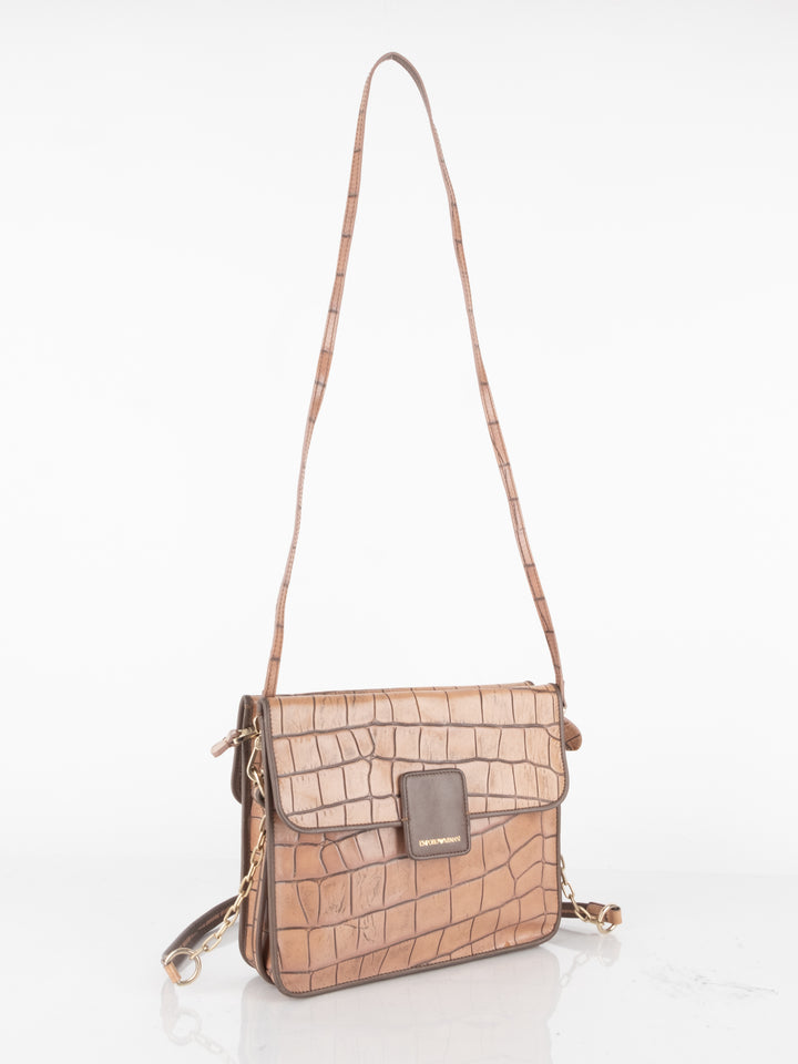 Brown Crocodile Crossbody Bag