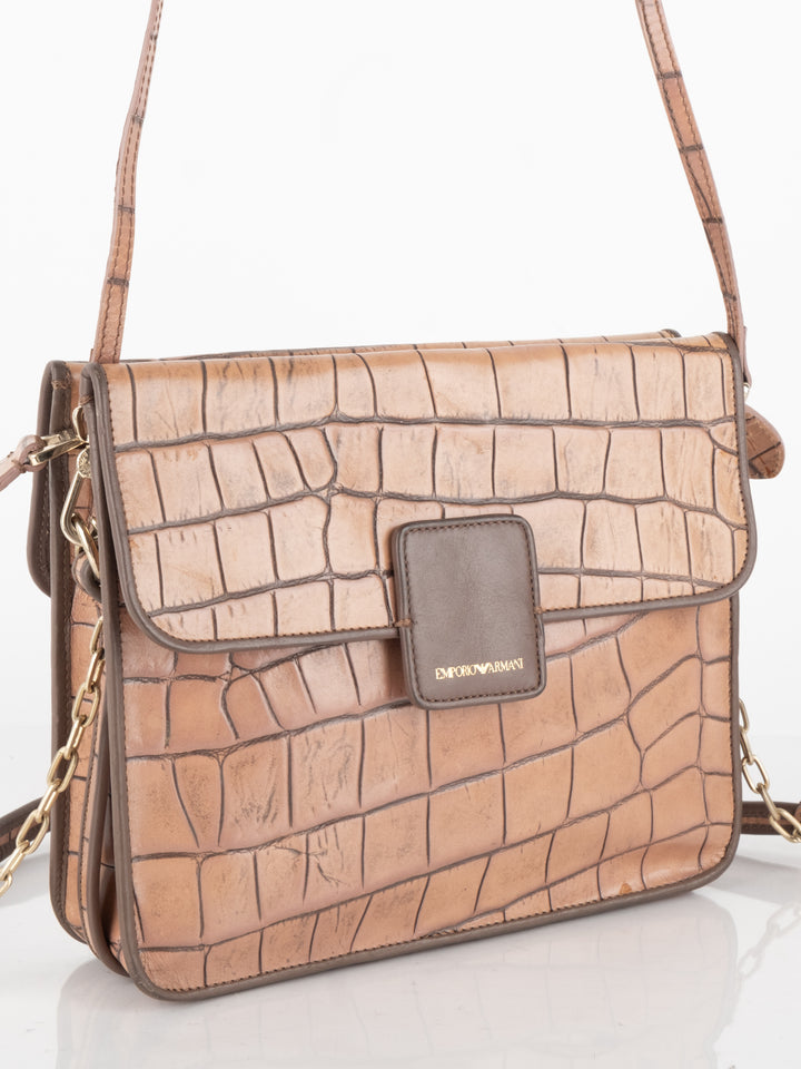 Brown Crocodile Crossbody Bag