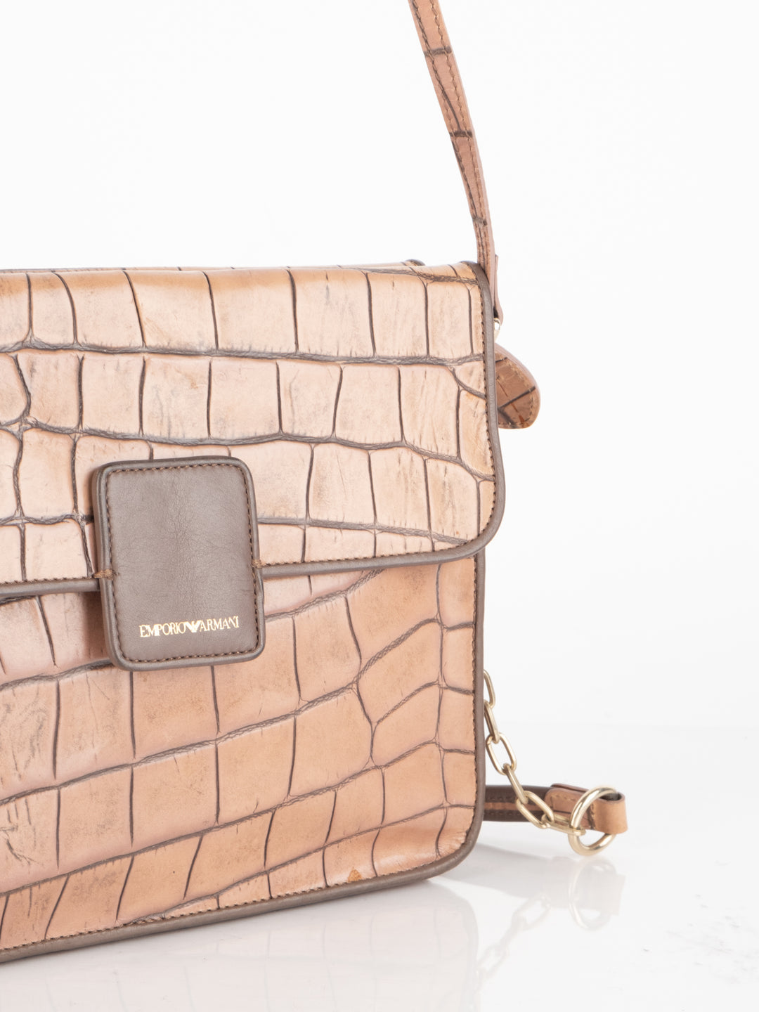 Brown Crocodile Crossbody Bag