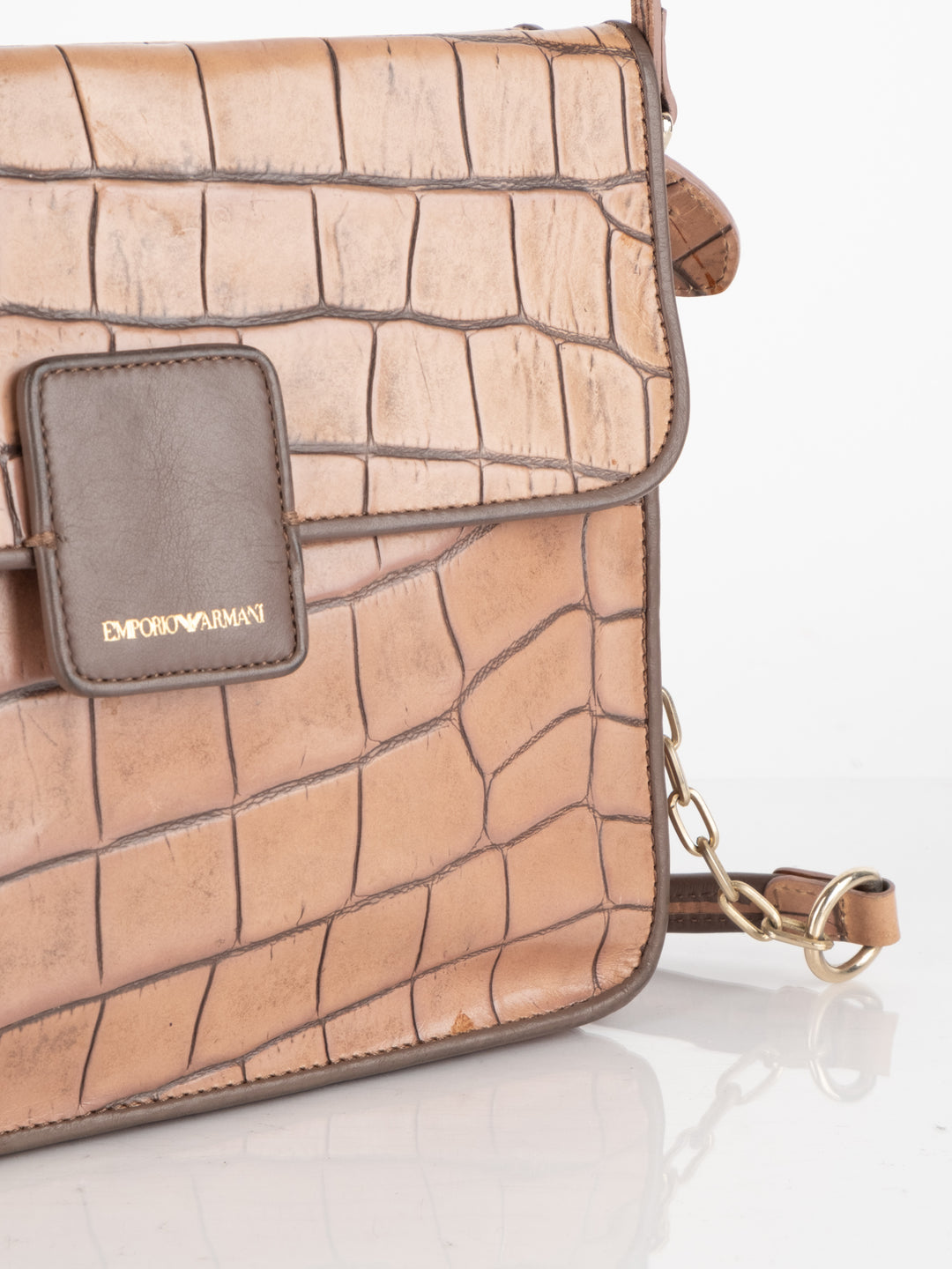 Brown Crocodile Crossbody Bag