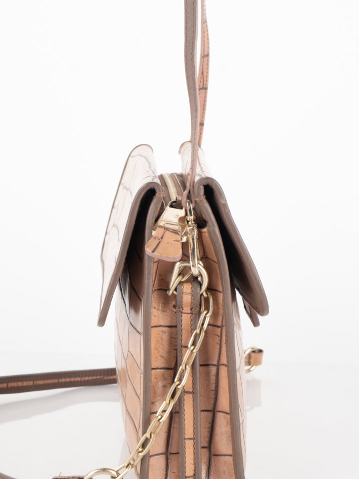 Brown Crocodile Crossbody Bag