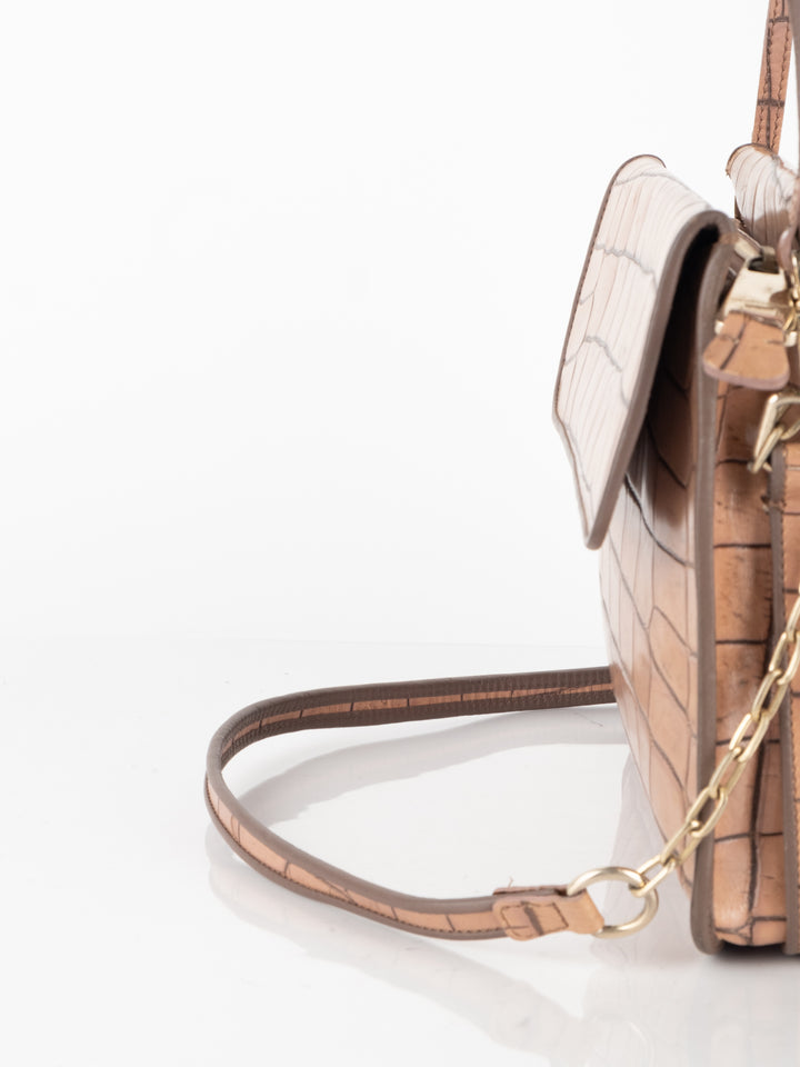 Brown Crocodile Crossbody Bag