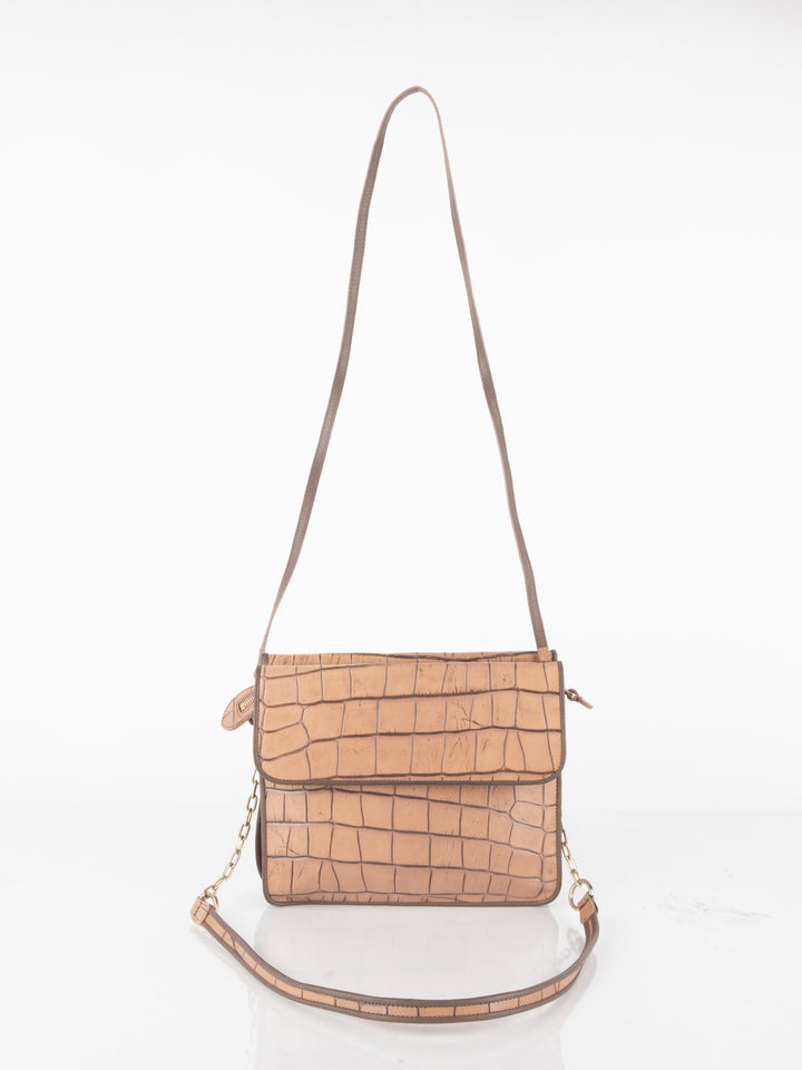 Brown Crocodile Crossbody Bag